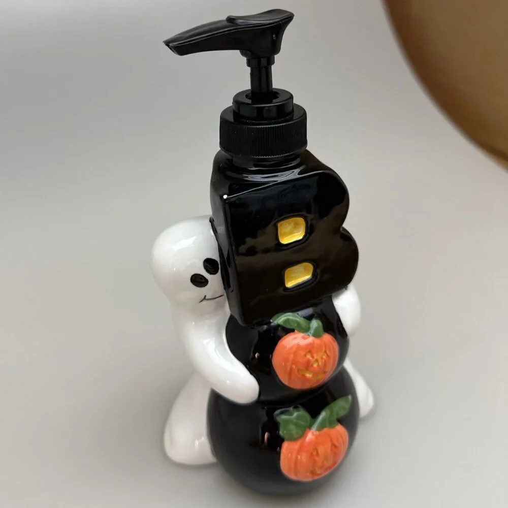Vintage Halloween Ghost and Pumpkin Soap Dispenser